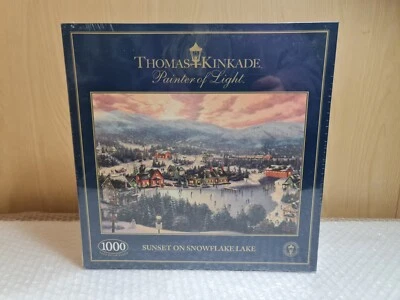 Rompecabezas Gibsons Thomas Kinkade Sunset On Snowflake Lake 1000 piezas SELLADO Foto 1 de 2