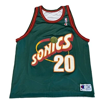 Vintage Gary Payton Seattle Sonics Reversible  Champion Jersey NBA Basketball - Image 1 of 4