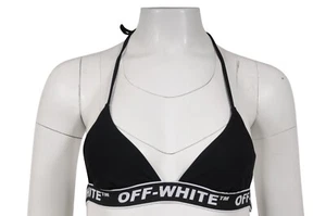 Off White Women Two Piece Bikini Size 40 Black White Logo Track Tape Logo - Picture 1 of 12