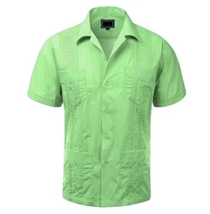 Boys Embroidered Guayabera Original Cuban Short sleeve dress shirt Wedding Party - Picture 1 of 47