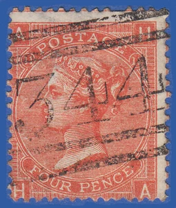 GB QV 1869 4d PLACA BERMELLÓN 11 HA SG94 GU LASSWADE ESCOCIA 344 - Imagen 1 de 2