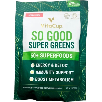 VitaCup SO GOOD SUPER GREENS 50+ суперпродуктов 30 порций ягодный лимон - EX 01/26 - Изображение 1 из 4