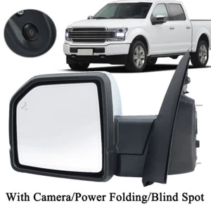 Espejo retrovisor lateral cromado para Ford F150 2015-2021 izquierdo con cámara punto ciego plegable eléctrico - Imagen 1 de 17