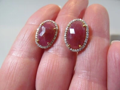 HSN Joya Freeform Handcut Natural Pink Sapphire Gold-Plated Silver Stud Earrings - Image 1 of 4