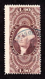 US R80c $1.90 Foreign Exchange Used Fine (Rail?)Road St.,NY Handstamp SCV$200 - Picture 1 of 2