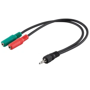 Audio Klinken Adapter 4-polig 3,5mm Stecker auf 2x 3,5mm Buchse Klinkenkabel - Bild 1 von 1