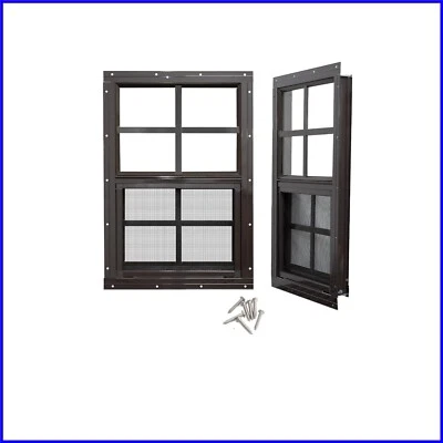 2 Pack 12x18 Flush Mount Shed Windows with Black Aluminum Frame - Versatile Use - Image 1 of 4