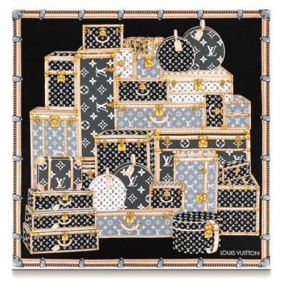 LOUIS VUITTON Bufanda Estola Carre Lets Go Baúl Bolso Monograma Seda Auténtico Nuevo 90 cm Foto 1 de 4