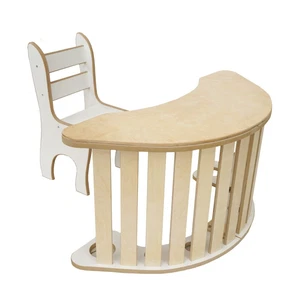 Ensemble Montessori bascule arc-en-ciel chaise de bureau bois 3 en 1 arc d'es... - Zdjęcie 1 z 9