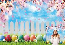 Fabric Spring Easter Backdrop for Photography Bunnies Easter Egg Photo Pink 7x5