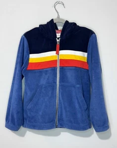 Hanna Andersson Boys Hoodie 110 US 5 Velour Blue Full Zip Pockets Long Sleeve - Picture 1 of 6