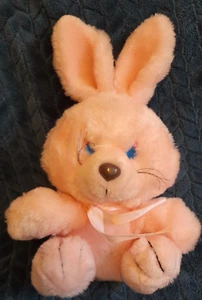 Vintage PMS Bunny Rabbit Pink Soft Toy Bow Whiskers Blue Eyes Approx 23cm - Picture 1 of 4