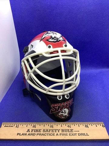 Buffalo Sabres Mini Goalie Helmet. Vtg. Black/Red “Goat Head” Logo RARE CLEAN S8 Cover