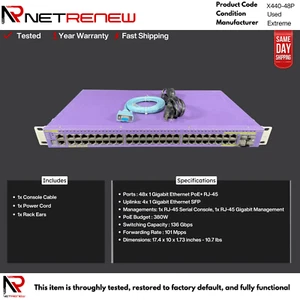 Extreme Networks X440-48P 48-Port PoE+ Gigabit Ethernet Switch - Picture 1 of 1
