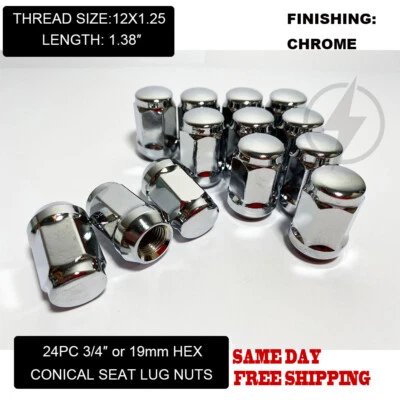 FIT SUZUK NISSA ARMADA FRONTIER TITAN XTERRA BOLOTA LUG NUT 12x1.25 CROMADO 24PC - Imagem 1 de 4