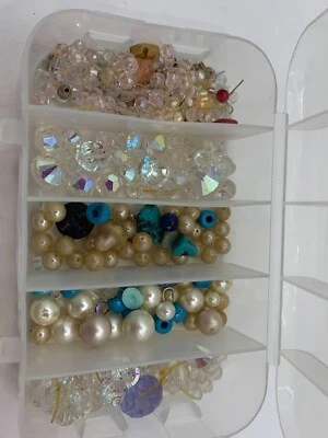 Lote Mixto de Cuentas Sueltas Perlas Facetadas Azul Blanco Cristal Transparente Estuche Clasificador Foto 1 de 4