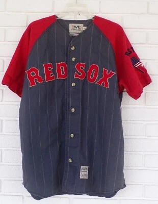 稀有老式波士顿红袜队 MIRAGE COOPERSTOWN 系列纽扣球衣 M — 第 1/4 张图片