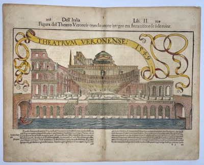 VERONESE VERONA THEATER ITALY 1564 SEBATIAN MUNSTER LARGE ANTIQUE VIEW - Image 1 of 4