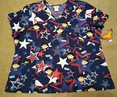 DC Comics FUNKO POP WONDER WOMAN MOCK WRAP Scrub Top Unissex 3XL/3XG Front Pckts - Imagem 1 de 4