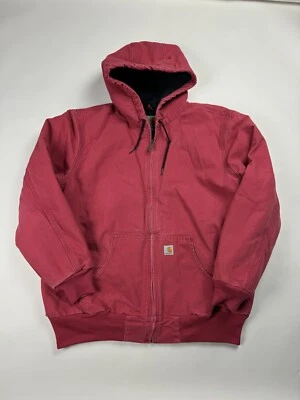 Vintage Carhartt Hooded Canvas Zip Up Jacket Women’s Size XL Pink Active Vtg - Image 1 of 4