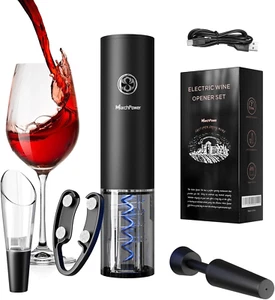 Electric Wine Bottle Opener Set, Mini Size Automatic Wine Corkscrew with Vacuum - Picture 1 of 12