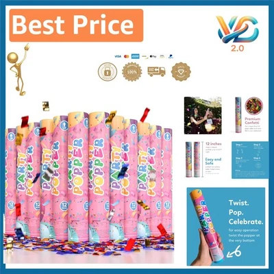 Pack de 12 poppers de confeti multicolor - perfectos para bodas y graduaciones Foto 1 de 4
