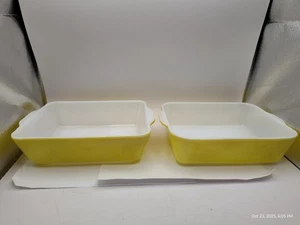 1950's Yellow Pair of 1.5 Qt 503-B Refrigerator Dishes - Bild 1 von 20