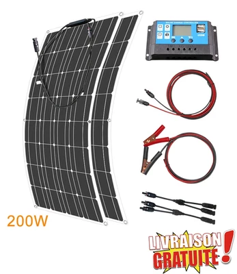 Solar Set 200W flexibel 12V mit Regler Batterie Wohnmobil Van - Bild 1 von 4