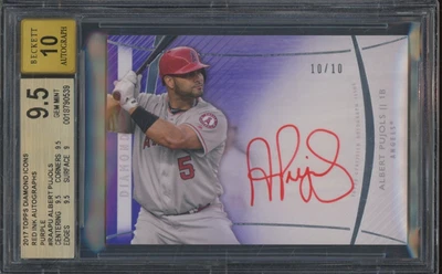 2017 Topps Diamond Icons Purple Albert Pujols 10/10 Gem Mint BGS 9.5 10 Auto - Image 1 of 2