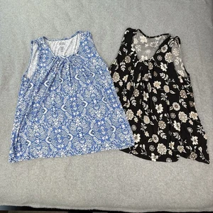 Camisetas sin mangas Croft & Barrow clásicas florales (juego de 2) 100 % algodón para mujer talla L” - Imagen 1 de 11