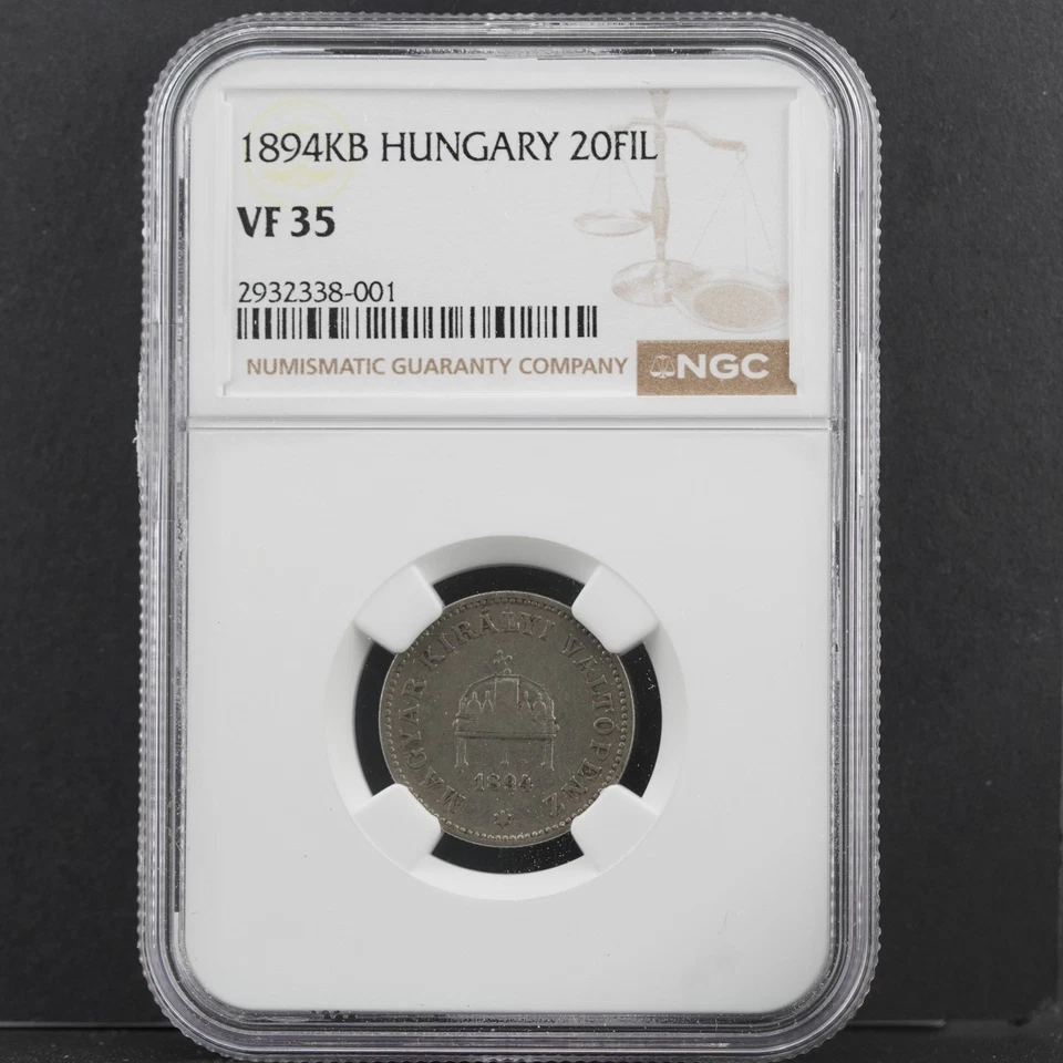 1894 KB Hungary 20 Fil NGC VF 35 Grade Coin 🇭🇺 Free Shipping! - Image 1 of 3