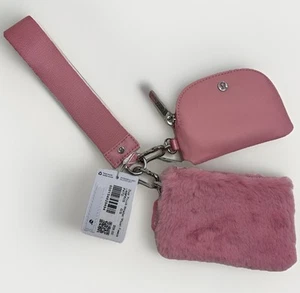 Lululemon Dual Pouch Wristlet Pink Tide Plush Fleece - Picture 1 of 3