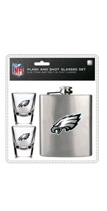 Philadelphia Eagles NFL 6 oz frasco de metal y juego de vasos de chupito de 2-2 oz - Imagen 1 de 1