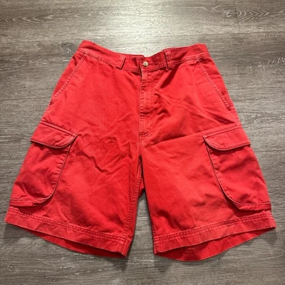 Vintage Polo Ralph Lauren Cargo Shorts Mens 32 Red Baggy Pocket 100% Cotton Y2K - Image 1 of 4