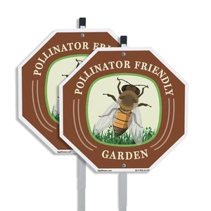Pollinator Friendly Garden Octagon Sign With Stake Weather Resistant - Picture 1 of 14