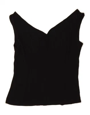 VALENTINO Mujer Chaleco Corto Top Reino Unido 12 Mediano Negro Viscosa AL13 Foto 1 de 4
