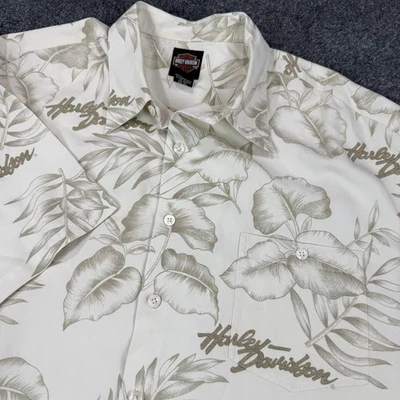Camisa Harley Davidson Para Hombre 3XL Marfil Seda Tori Richard Hawaiana Floral Foto 1 de 4