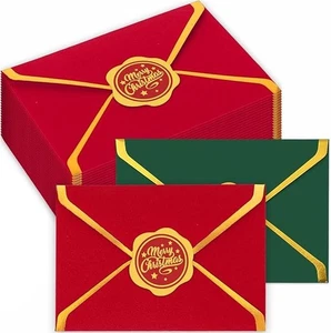 50 Piezas Sobres para Tarjetas de Navidad a Granel Mini Rojo Verde Portatarjetas de Felicitación con... - Imagen 1 de 2