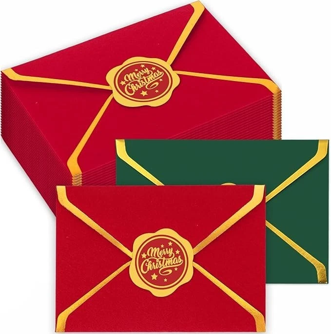 JARTHENAAMCS 50Pcs Christmas Card Envelopes Bulk Mini Red Green Greeting Card Holders with...