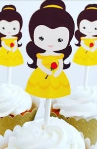 12 Princesa Bella Cupcake Topper La Bella y la Bestia Bella Cumpleaños Bella Fiesta - Imagen 1 de 2