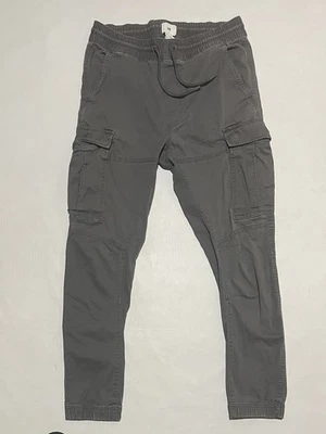 H&M Mens Size Small Gray Tapered Leg Cargo Pants Joggers Drawstring 27” Inseam - Image 1 of 4