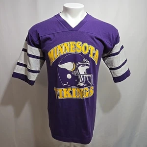 Vintage 80s Minnesota Vikings Jersey Shirt Adult Size Large Logo 7 Striped Arms - Picture 1 of 8