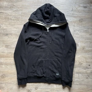 Sudadera con Capucha Volcom Talla L Sherpa Forrada de Vellón Negra Cremallera Completa Años 90 Y2K Patinador Grunge - Imagen 1 de 10