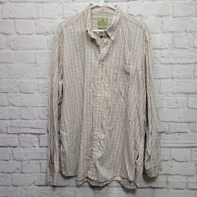 Camisa Beretta Cuadrada a Cuadros Botones Talla XXL Off White Naranja Azul Informal Patinadora Foto 1 de 4