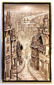 LISTED SPANISH ALVARO RODRIGUEZ SIGNED ORIGINAL 3-D AERIAL PARIS SEINE RIVER - Picture 1 of 10