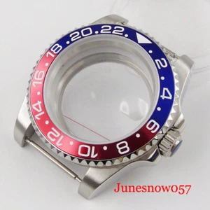 Blue Red Insert Watch Case fit NH35A NH36A ETA2824 MIYOTA Glass Back Sapphire - Picture 1 of 11