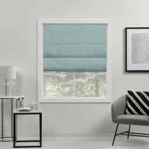 Exclusive Home Curtains Acadia Total Blackout Roman Shade, 23x64, Aqua - Picture 1 of 9
