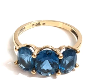 🔥Schöner Ring 14K Gelbgold dreifach blau Facettenschliff Edelstein Größe 5 2,3 Gramm🔥 - Bild 1 von 8