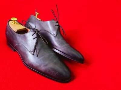 Sapatos sociais masculinos SANTONI couro azul fumê Derby EUA 8/UE 40 - 41/Reino Unido 7 cinza - Imagem 1 de 4