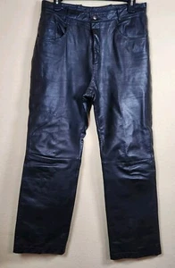 Leather Genuine Pants Mens 32 Motorcycle Biker Tamari Black - Picture 1 of 16